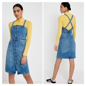 Free People Denim Button Front Pinafore Dress Size XS/S